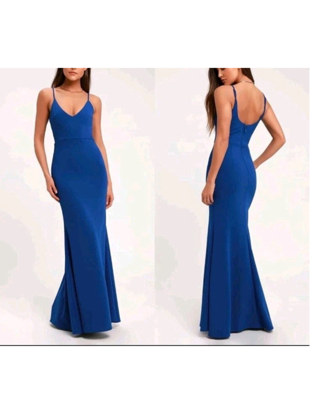 Lulus Royal Blue Open Back Maxi Dress Sz L Formal Evening Prom NWT Event Party